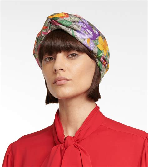 gucci stamp printed silk flora headband|GG Flora print silk headband in Beige Silk .